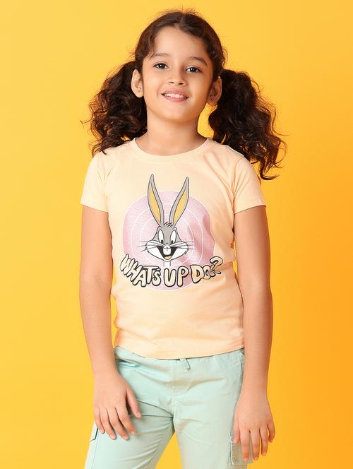 girls round neck front printed regular tee - 21489399 - Very Small Image - 1