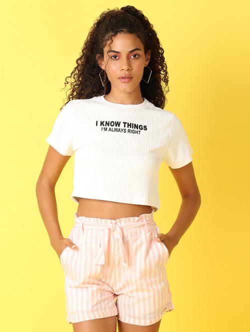 women white typography crop t-shirt - 21489451 - Very Small Image - 1