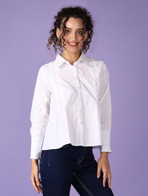 women white solid cotton shirt - 21492438 - Very Small Image - 1