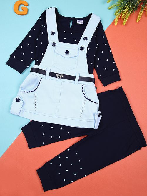 girls printed long sleeves dungaree full length set - 21493161 - Very Small Image - 1