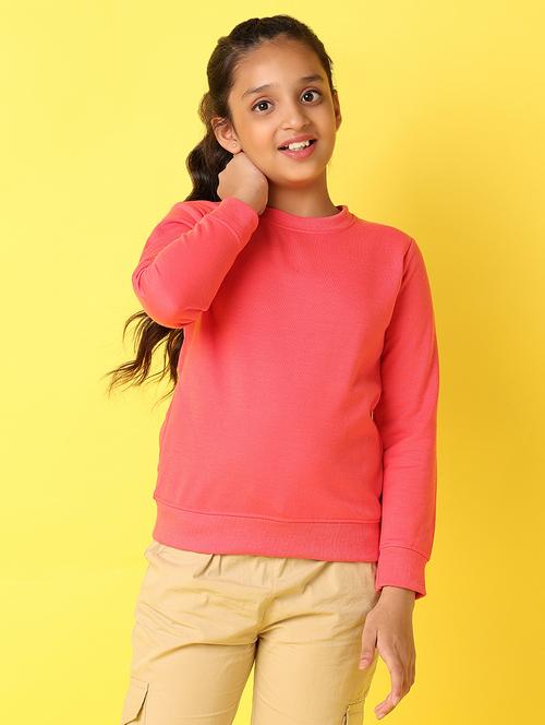 girls solid round neck long sleeves sweatshirt - 21493423 - Very Small Image - 1