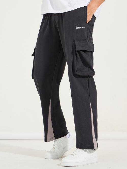 men black solid full length cargo - 21494213 - Very Small Image - 1
