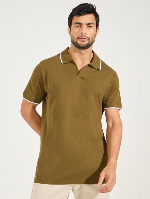 men solid olive cotton t-shirt - 21494282 - Very Small Image - 1