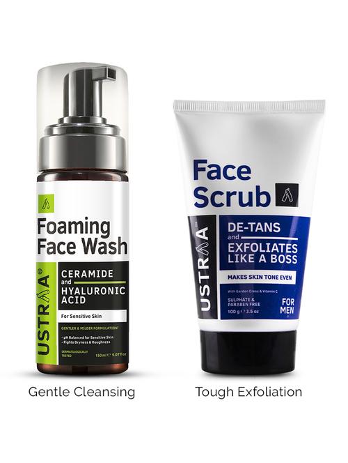 pack of 2 foaming face wash for sensitive skin & de tan face scrub - 21494656 - Very Small Image - 1