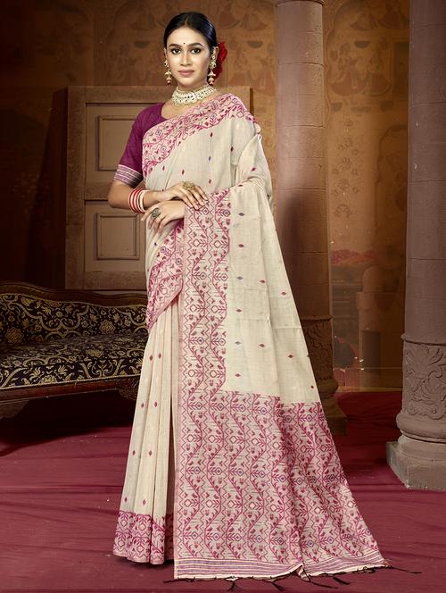 women self design handloom saree with blouse - 21494740 - Very Small Image - 1