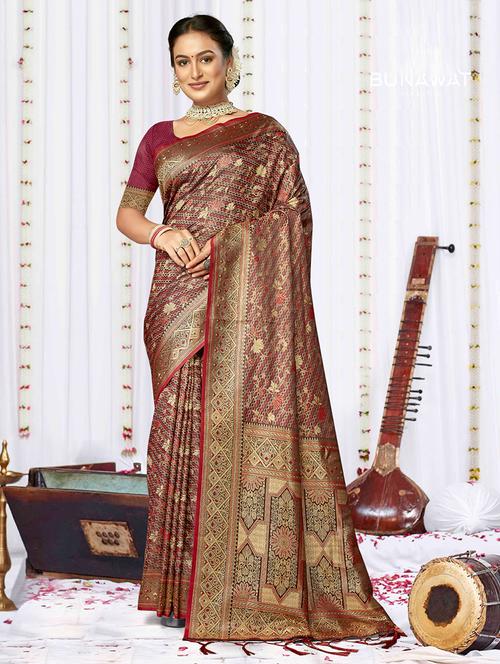 women self design banarasi saree with blouse - 21494742 - Very Small Image - 1
