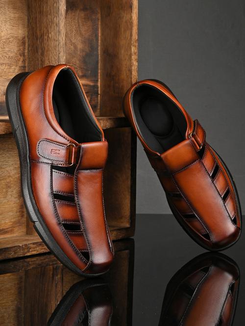 tan leather slip on sandals - 21494861 - Very Small Image - 1