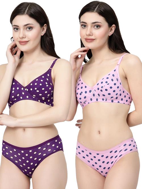 women printed pack of 2 bra and panty set - 21495132 - Very Small Image - 1