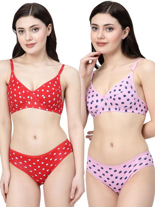 women printed pack of 2 bra and panty set - 21495137 - Very Small Image - 1