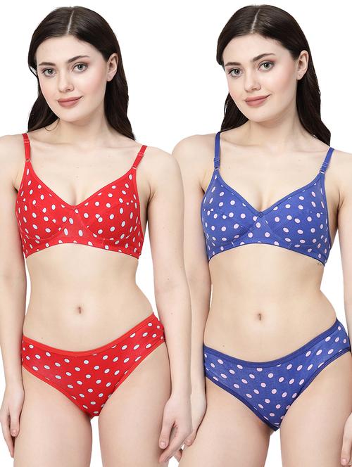 women printed pack of 2 bra and panty set - 21495139 - Very Small Image - 1