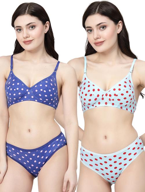 women printed pack of 2 bra and panty set - 21495145 - Very Small Image - 1