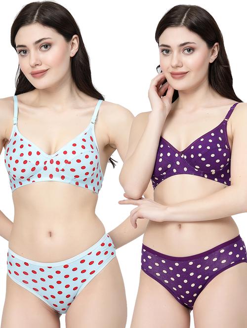 women printed pack of 2 bra and panty set - 21495148 - Very Small Image - 1