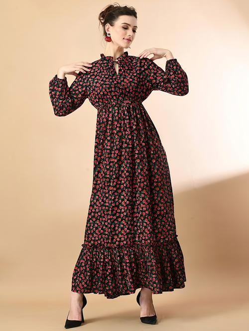 women black crepe fit and flare dress - 21495182 - Very Small Image - 1