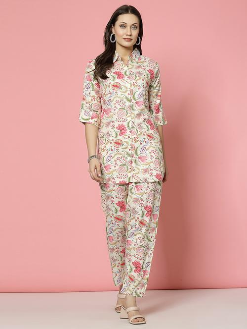 women white rayon shirt and trouser co-ord set - 21496566 - Very Small Image - 1