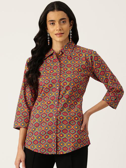 women printed collared shirt - 21497302 - Very Small Image - 1