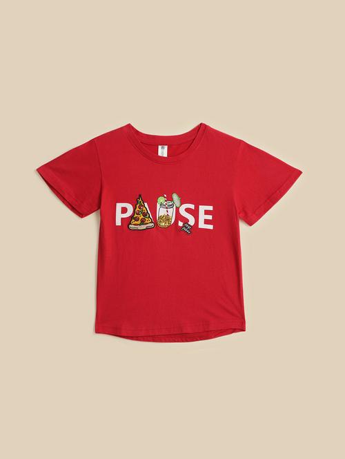 kids red cotton regular tee - 21498492 - Very Small Image - 1
