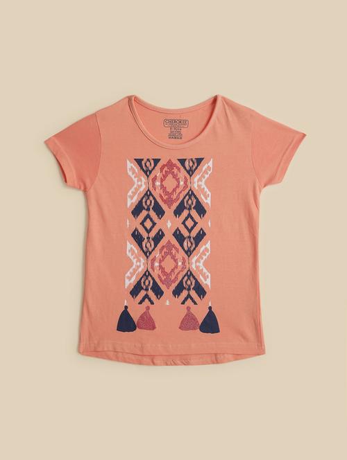 kids peach cotton regular tee - 21498494 - Very Small Image - 1