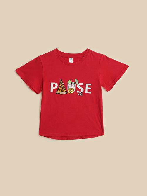 kids red cotton regular tee - 21498497 - Very Small Image - 1