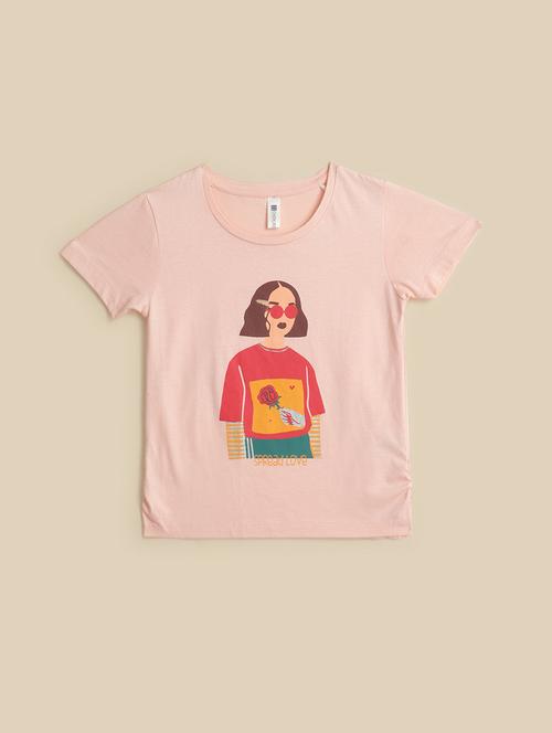 kids pink cotton regular tee - 21498498 - Very Small Image - 1