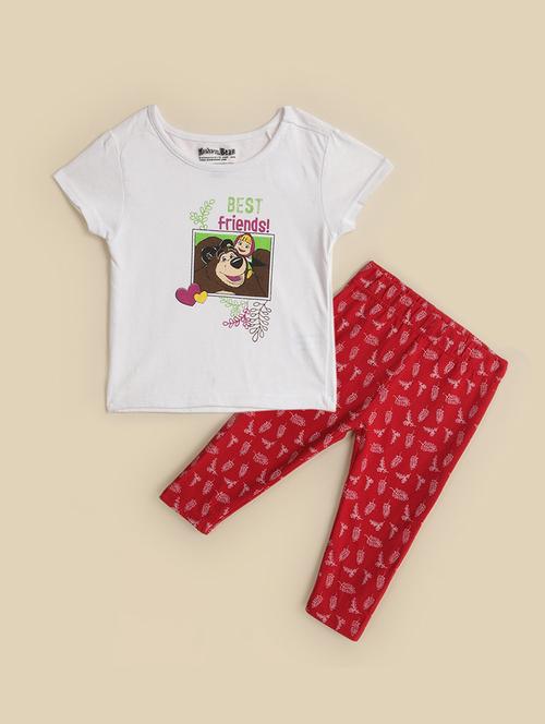 kids white printed cotton full length set - 21498501 - Very Small Image - 1