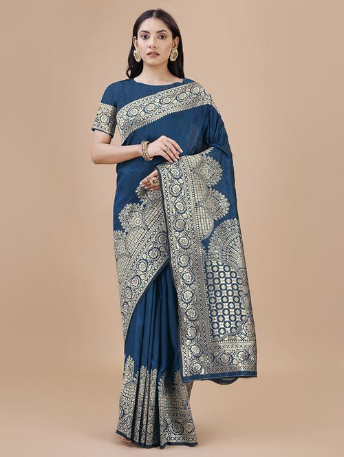women self design banarasi saree with blouse - 21499400 - Very Small Image - 1