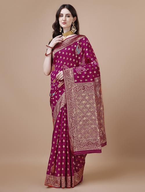 women self design banarasi saree with blouse - 21499621 - Very Small Image - 1