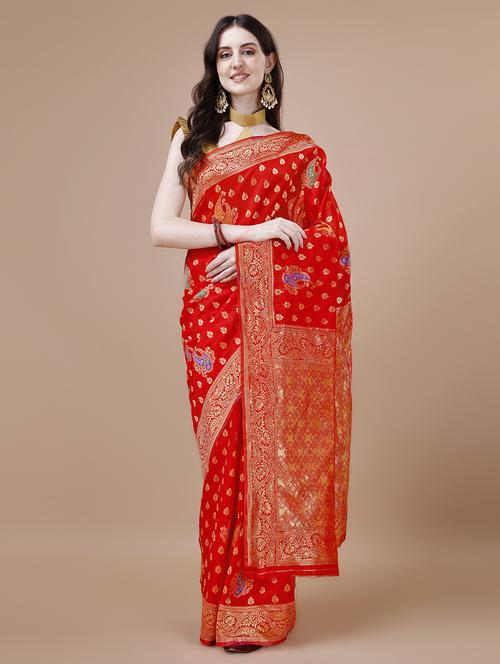 women self design banarasi saree with blouse - 21499622 - Very Small Image - 1