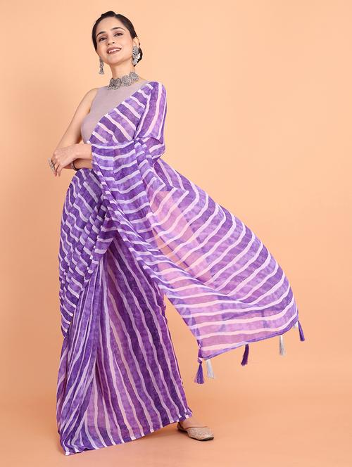 women purple leheriya saree with blouse - 21499627 - Very Small Image - 1