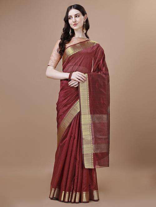 women solid with bordered saree - 21499770 - Very Small Image - 1