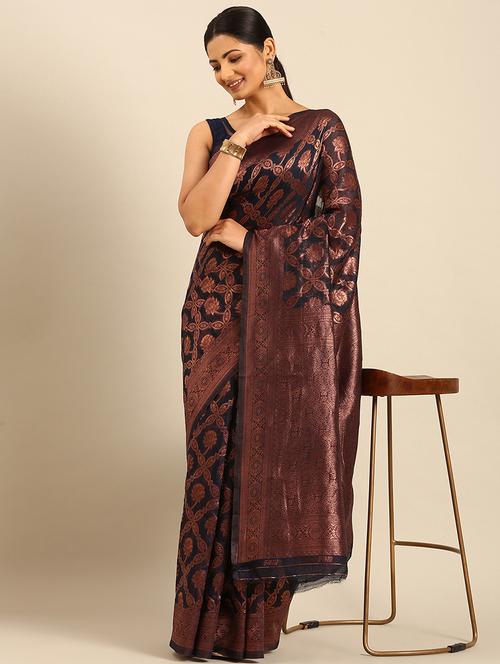 women self design banarasi saree with blouse - 21500003 - Very Small Image - 1