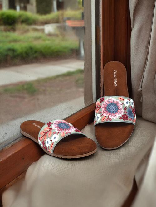 grey fabric slip on sandals - 21500386 - Very Small Image - 1
