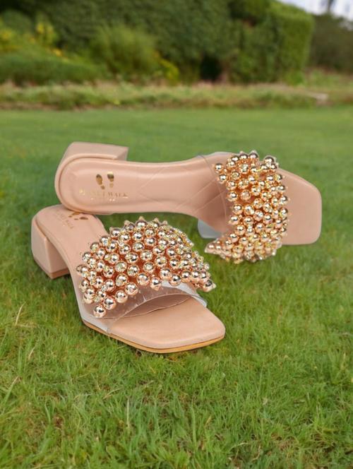 gold synthetic slip on sandals - 21500449 - Very Small Image - 1