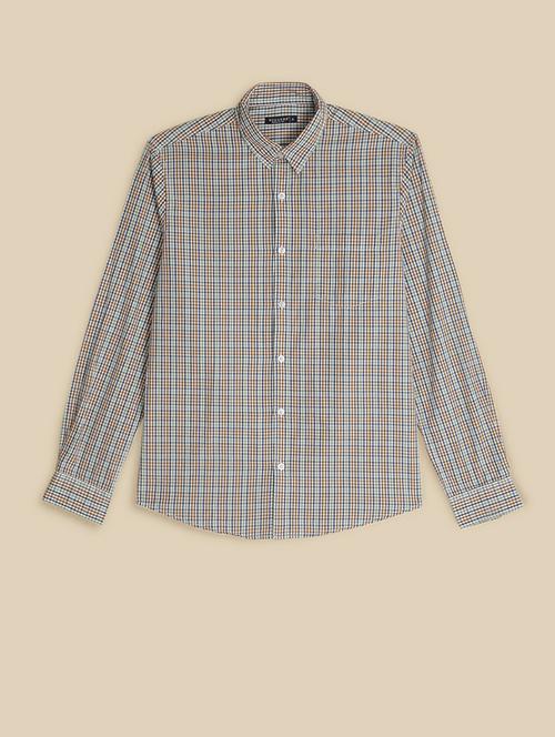 men long sleeved checkered casual shirt - 21500815 - Very Small Image - 1