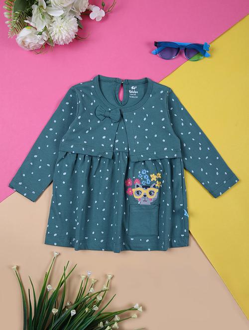 girls printed cotton frock - 21500902 - Very Small Image - 1