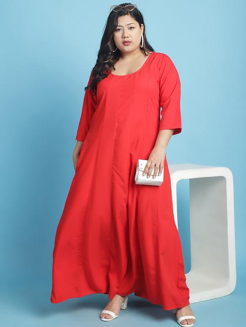 red solid a-line dress - 21501106 - Very Small Image - 1
