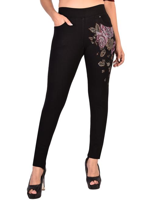 women black embellished mid rise jeggings - 21501270 - Very Small Image - 1