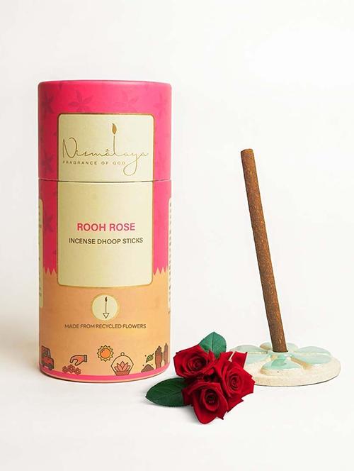 nirmalaya organic rooh rose dhoop sticks for pooja | long lasting dhoop sticks for home rooh rose (40, set of 1) - 21501375 - Very Small Image - 1