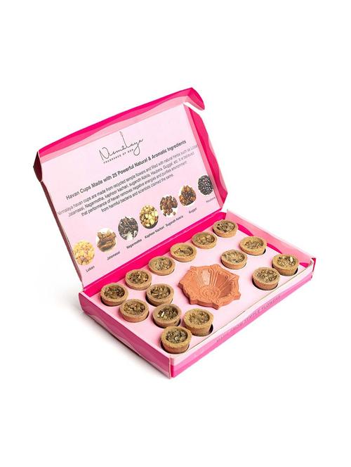 nirmalaya organic rooh gulab havan cups with a diya (15 pcs) | havan cups for pooja () - 21501494 - Very Small Image - 1