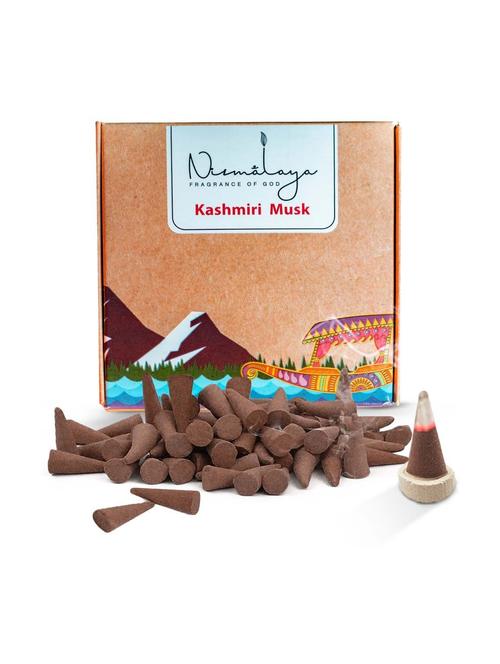 nirmalaya kashmiri musk incense cones | incense cones for pooja | organic dhoop cones musk dhoop (pack of 40) - 21501497 - Very Small Image - 1