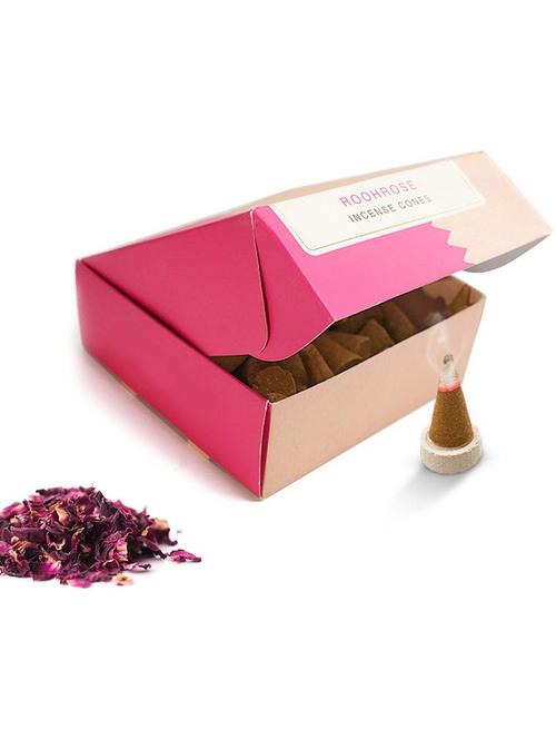 nirmalaya natural rooh rose incense cones | incense cones for pooja | organic dhoop cones rose dhoop (pack of 40) - 21501508 - Very Small Image - 1