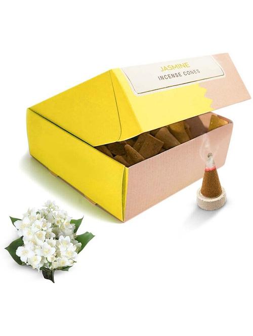 nirmalaya jasmine incense cones | incense cones for pooja | organic dhoop cones jasmine dhoop (pack of 40) - 21501513 - Very Small Image - 1