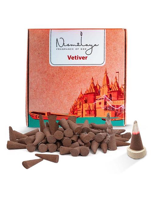 nirmalaya god vetiver incense cones | incense cones for pooja | organic dhoop cones dhoop (pack of 40) - 21501517 - Very Small Image - 1