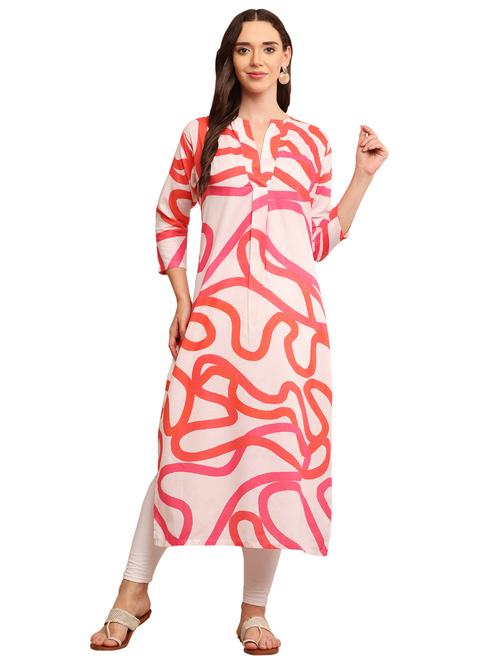 off white abstract printed straight kurta - 21502071 - Very Small Image - 1