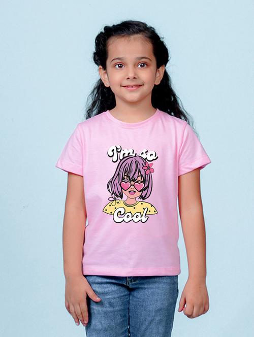 girls round neck front print t-shirt - 21503783 - Very Small Image - 1