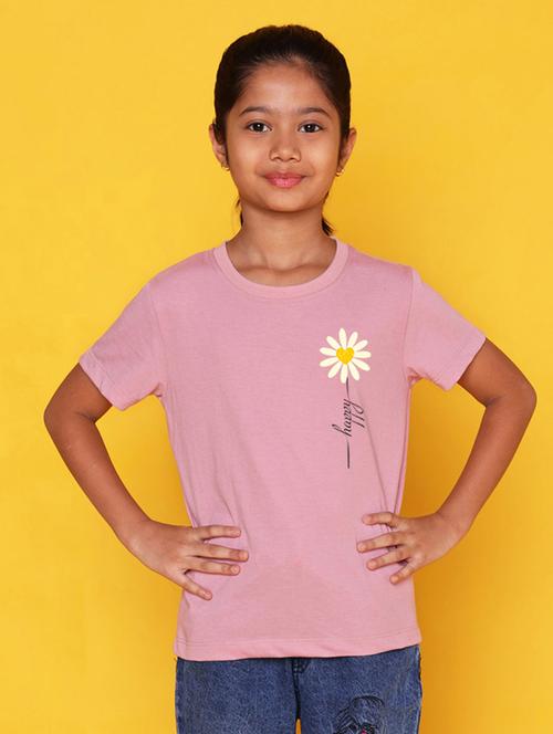 girls round neck placement print t-shirt - 21503926 - Very Small Image - 1