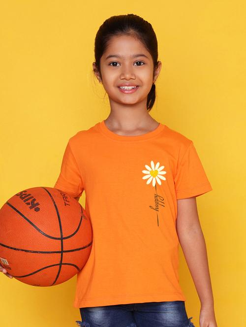 girls round neck placement print t-shirt - 21503927 - Very Small Image - 1