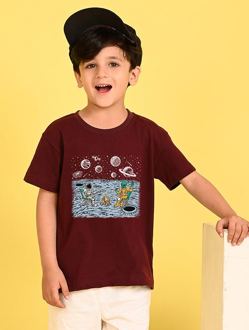 boys front print round neck t-shirt - 21504292 - Very Small Image - 1