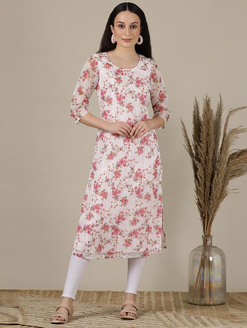 women white floral printed straight kurta - 21504554 - Very Small Image - 1