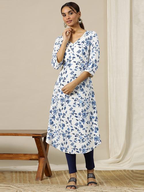 women white floral printed a-line kurta - 21504567 - Very Small Image - 1