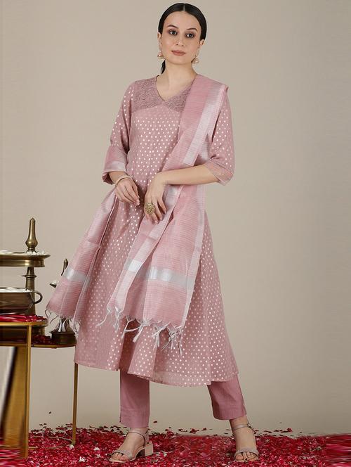women peach kurta pant set with dupatta - 21504599 - Very Small Image - 1